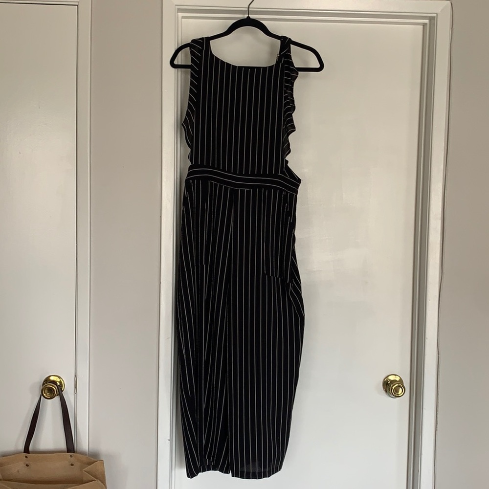 Black and white striped jumpsuit XL